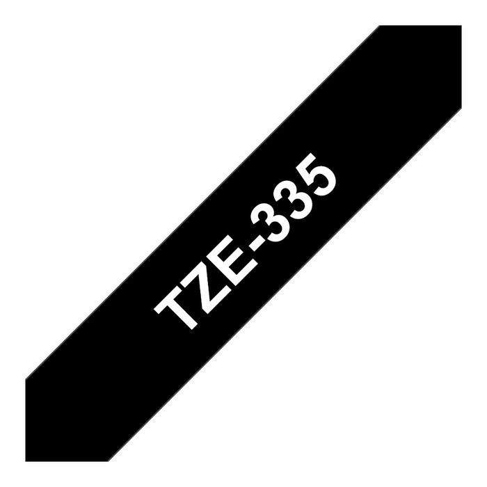 Brother TZe-335 Cinta Laminada 12mm Blanco sobre Negro Brother TZe-335 Cinta Laminada 12mm Blanco sobre Negro