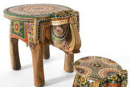 GINER Y COLOMER Lote de 2 Figuras de Elefantes de Madera de Mango Talladas a Mano