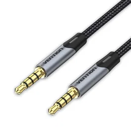 Vention Cable de Audio Estéreo BAQHG, Jack 3.5mm TRRS Macho a Macho, 1.5 Metros, Color Gris - Conector Chapado en Oro
