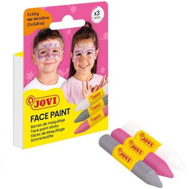 Jovi Estuche 3 Barras Maquillaje Fantasy Rosa Plata Blanco para Niños - Maquillaje Seguro y Testado Dermatológicamente