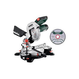 Metabo Set KS 216 M + Sgeblatt, Sierra de doble bisel con guía láser y extracción de polvo, 5000 RPM, 1100W, 220-240V - Ref. 610216900