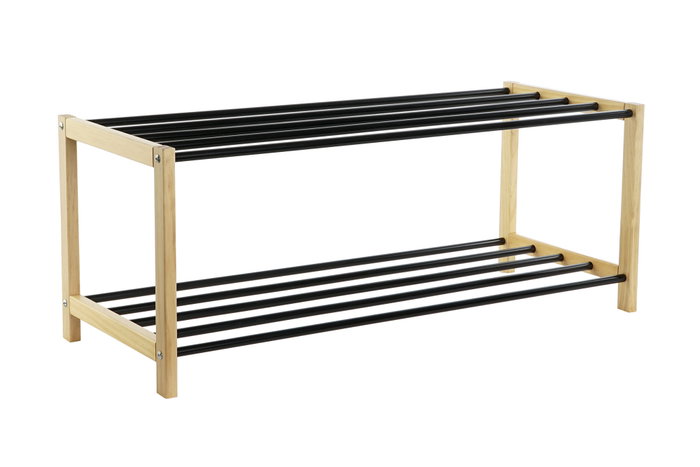 DKD Home Decor Zapatero Negro Natural Pino y Acero 80x31x32 cm DKD Home Decor Zapatero Negro Natural Pino y Acero 80x31x32 cm