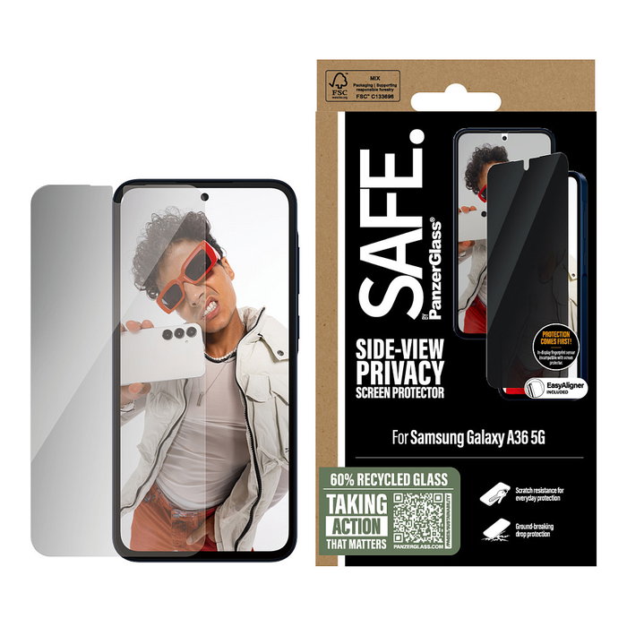 PanzerGlass Protector de Pantalla de Privacidad SAFE. para Samsung Galaxy A36 5G con EasyAligner | Ultra-Wide Fit | Aplicación en Seco PanzerGlass Protector de Pantalla de Privacidad SAFE. para Samsung Galaxy A36 5G con EasyAligner | Ultra-Wide Fit | Aplicación en Seco