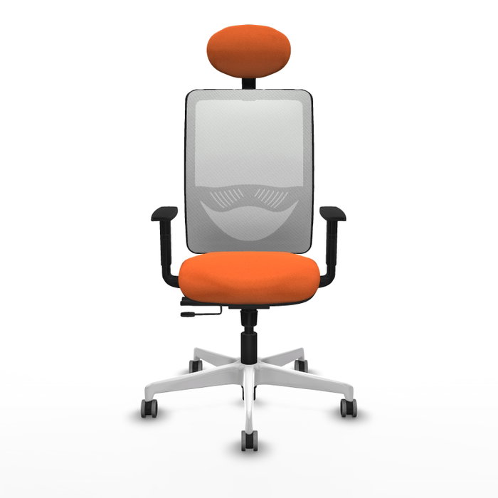 PIQUERAS Y CRESPO Silla de oficina Zulema con mecanismo Sincro/Traslack, Tela Naranja y Malla Blanca PIQUERAS Y CRESPO Silla de oficina Zulema con mecanismo Sincro/Traslack, Tela Naranja y Malla Blanca
