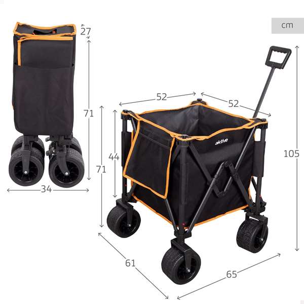 Color Baby Carro de Playa Plegable 52x52x71/105cm con Ruedas 17x10cm para Niños