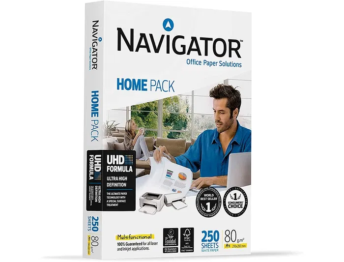 Navigator Home Pack Papel Multifuncion DIN A4 80 Gramos Paquete de 250 Hojas