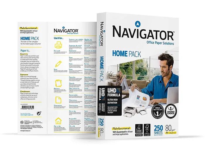 Navigator Home Pack Papel Multifuncion DIN A4 80 Gramos Paquete de 250 Hojas