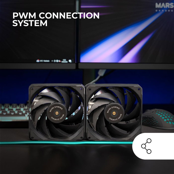 Mars Gaming Pack de 2 Ventiladores MF-NCLX2 de 120 mm Negro