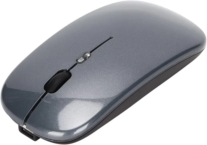 Generico Ratón Inalámbrico Recargable 2 en 1 Bluetooth + USB 2.4GHz Gris