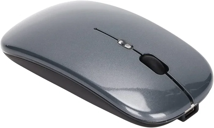 Generico Ratón Inalámbrico Recargable 2 en 1 Bluetooth + USB 2.4GHz Gris
