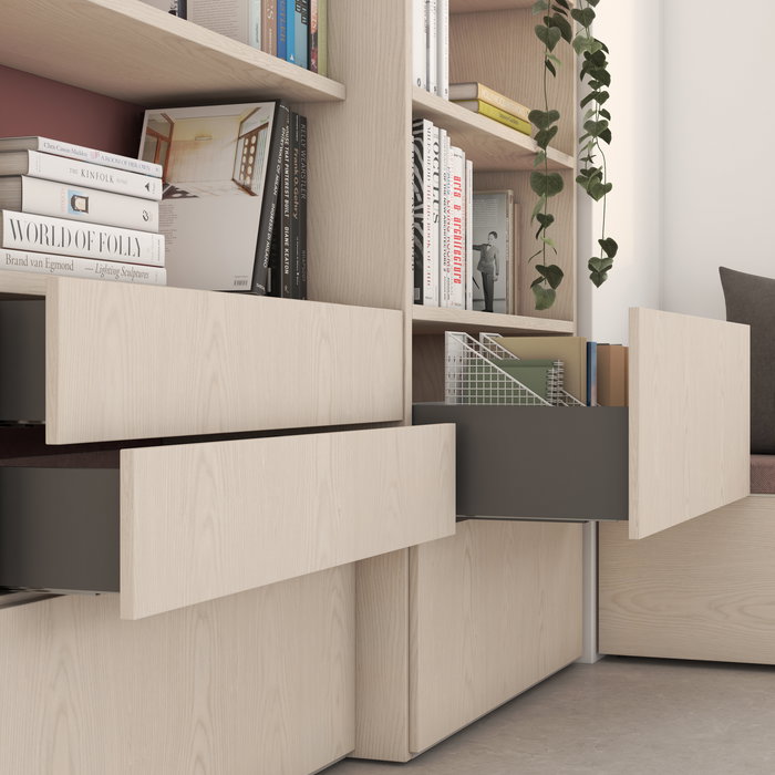 Emuca Cajón exterior Vertex con regulación 3D de altura 178mm, 40kg, profundidad 550mm, Acero, Gris antracita