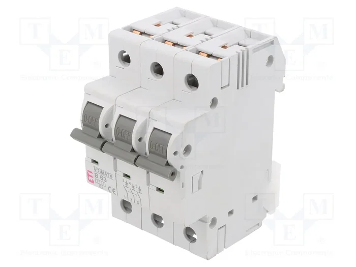 ETI POLAM Interruptor magnetotérmico ETIMAT 6 3P B63 63A 6kA ETI POLAM Interruptor magnetotérmico ETIMAT 6 3P B63 63A 6kA
