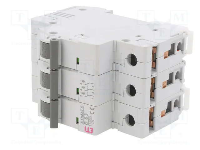 ETI POLAM Interruptor magnetotérmico ETIMAT 6 3P B63 63A 6kA ETI POLAM Interruptor magnetotérmico ETIMAT 6 3P B63 63A 6kA