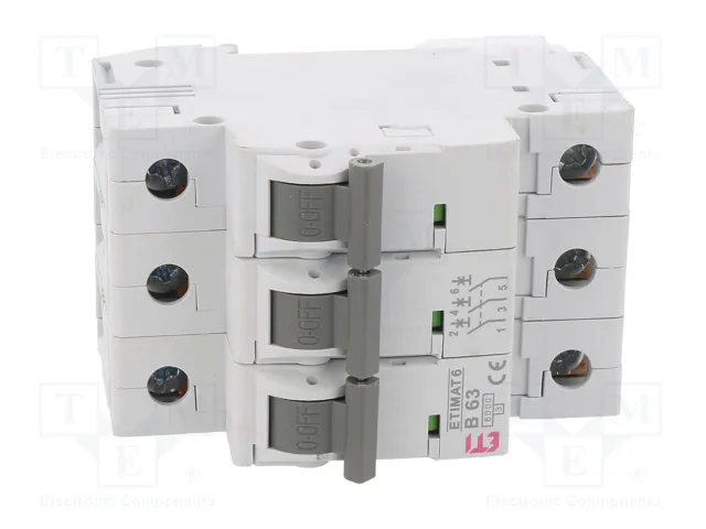 ETI POLAM Interruptor magnetotérmico ETIMAT 6 3P B63 63A 6kA ETI POLAM Interruptor magnetotérmico ETIMAT 6 3P B63 63A 6kA