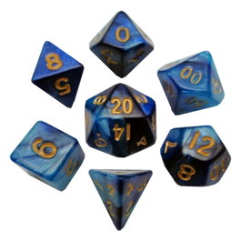 FanRoll Mini Pack de Dados Blue/Light Blue con números dorados (7)