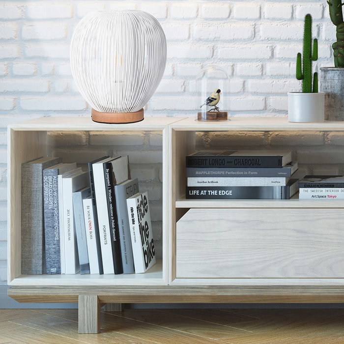 Home Deco Light Lámpara de Mesa Bola Blanca, 26 cm Diámetro, E27, Cable 1.8 m