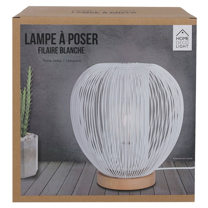 Home Deco Light Lámpara de Mesa Bola Blanca, 26 cm Diámetro, E27, Cable 1.8 m