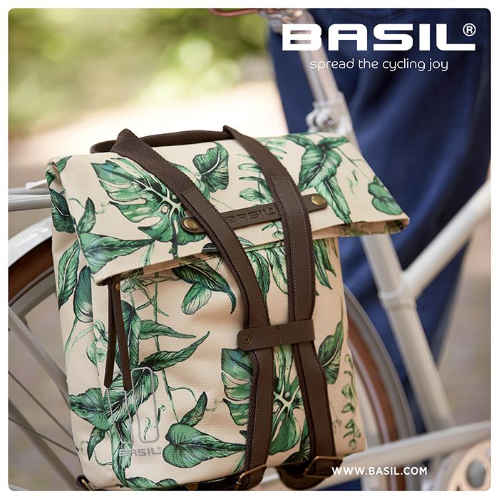 Basil Ever-Green Alforjas Dobles para Bicicleta 32L Impermeables Poliéster Resistente al Agua 28x16x35 cm