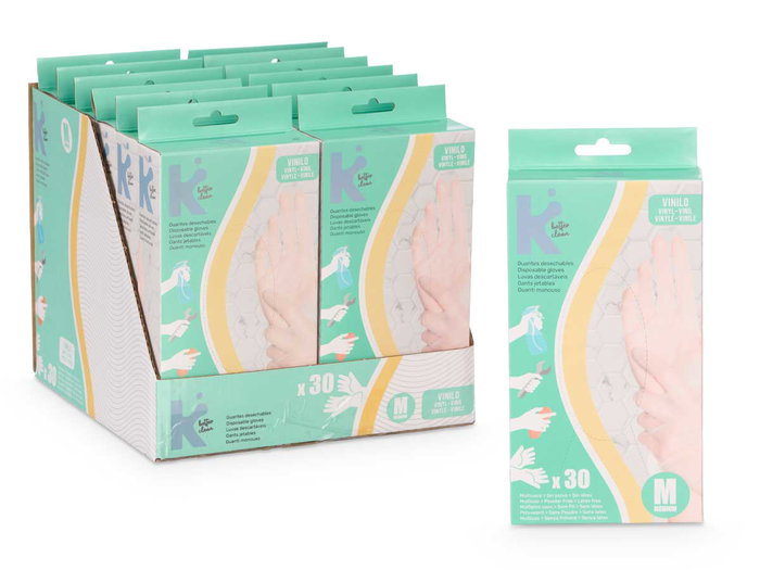 Arte Regal Set 30 Guantes Vinilo Talla M Blanco 11x20x4cm (Set de 12)