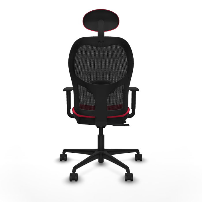 Silla de oficina Jorquera con mecanismo Sincro/Traslack tapizada con Tela color Rojo y malla color Negro. Equipada con lumbar 1D, Brazos 1D, Cabecero Fijo y Ruedas 65mm nailon Silla de oficina Jorquera con mecanismo Sincro/Traslack tapizada con Tela color Rojo y malla color Negro. Equipada con lumbar 1D, Brazos 1D, Cabecero Fijo y Ruedas 65mm nailon