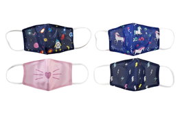 DKD Home Decor Mascarilla Infantil sin filtro 1 x 11 x 15 cm Algodon Poliester Azul Marino Rosa Multicolor (12 Unidades)