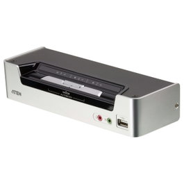 ATEN 2-Port USB HDMI KVM Switch con Audio y Hub USB 2.0, 1920x1200, Negro y Gris