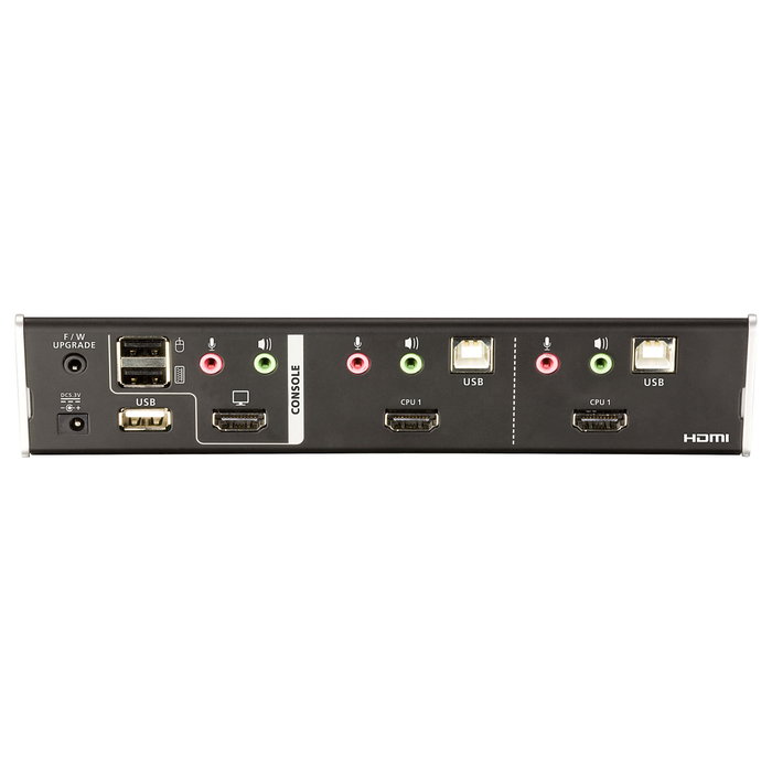 ATEN 2-Port USB HDMI KVM Switch con Audio y Hub USB 2.0, 1920x1200, Negro y Gris