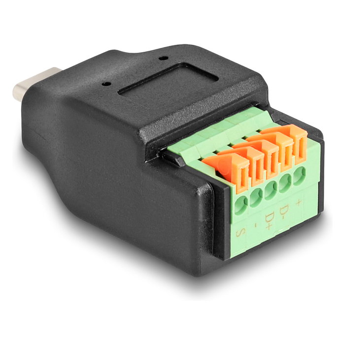 DeLOCK Adaptador USB Type-C 2.0 macho a bloque de terminales con pulsador