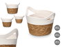 Giftdecor Set 3 Cestos Redondos con Asas para Organización, Papel-Esparto, Blanco, 16 cm Alto - Incluye Grande, Mediano y Pequeño (Set de 8)