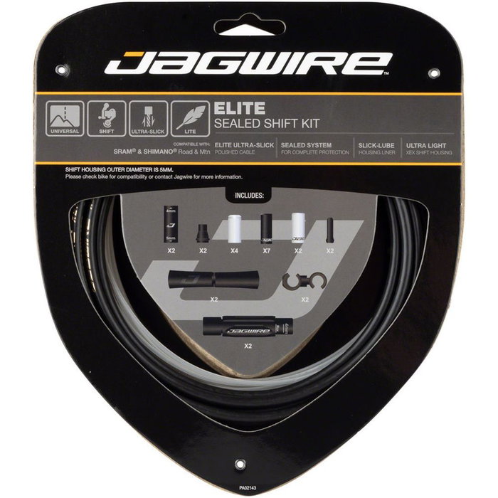 Jagwire Kit de cables y fundas de cambio universal Elite Polished Ultra-Slick con Slick Lube y funda LEX - Negro Jagwire Kit de cables y fundas de cambio universal Elite Polished Ultra-Slick con Slick Lube y funda LEX - Negro