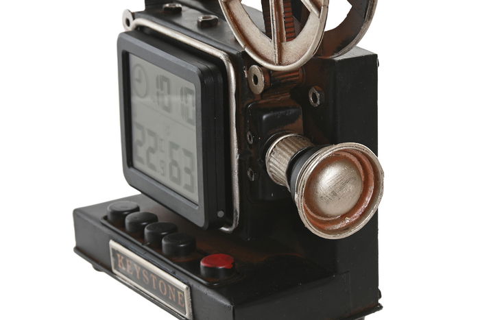 DKD Home Decor Reloj Sobremesa Vintage Negro Plateado 7.5 x 20.5 x 26 cm