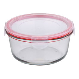 San Ignacio Fiambrera Hermética de Vidrio Borosilicato Redonda Modelo Toledo 800 ml, Apilable, Apta Lavavajillas, Congelador y Horno, Ø16 x 8 cm