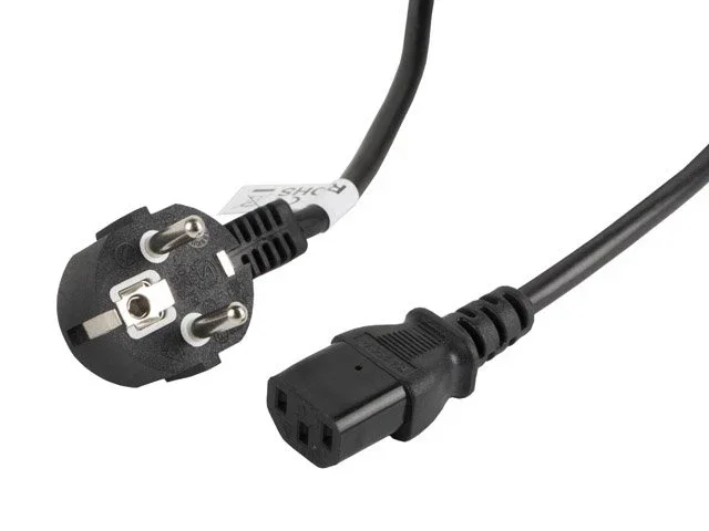 Lanberg CA-C13C-11CC-0050-BK Cable de alimentación 5 m Negro con Conector Schuko hembra IEC320 C13 hembra a 90°