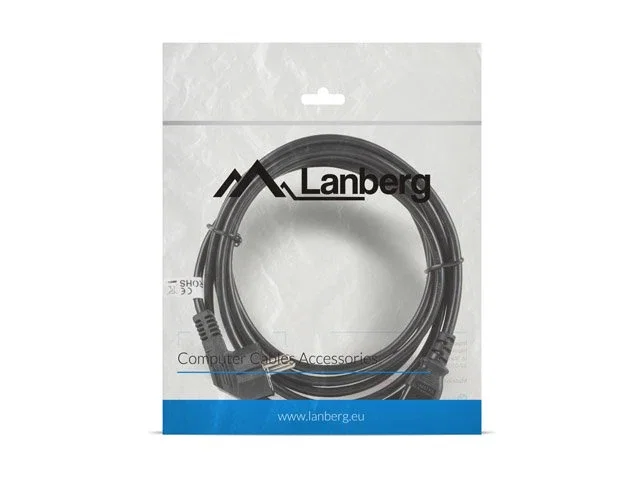 Lanberg CA-C13C-11CC-0050-BK Cable de alimentación 5 m Negro con Conector Schuko hembra IEC320 C13 hembra a 90°