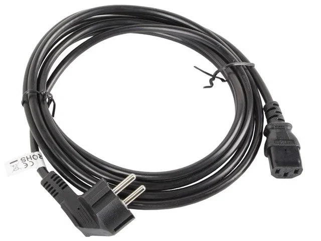 Lanberg CA-C13C-11CC-0050-BK Cable de alimentación 5 m Negro con Conector Schuko hembra IEC320 C13 hembra a 90°