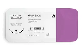 Kruuse Sutura PGA 1 90cm Aguja 30mm 3/8 Triangular 12u