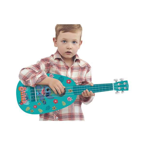 Lexibook - Ukulele de madera Stitch para niños con 4 cuerdas de nylon, 53 cm (21''), modelo Disney, guía de aprendizaje incluida, ideal para principiantes