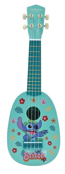 Lexibook - Ukulele de madera Stitch para niños con 4 cuerdas de nylon, 53 cm (21''), modelo Disney, guía de aprendizaje incluida, ideal para principiantes