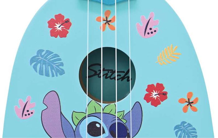 Lexibook - Ukulele de madera Stitch para niños con 4 cuerdas de nylon, 53 cm (21''), modelo Disney, guía de aprendizaje incluida, ideal para principiantes