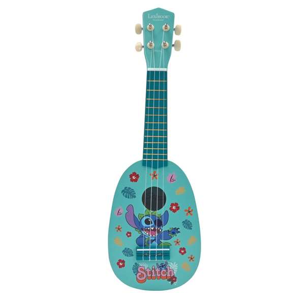 Lexibook - Ukulele de madera Stitch para niños con 4 cuerdas de nylon, 53 cm (21''), modelo Disney, guía de aprendizaje incluida, ideal para principiantes