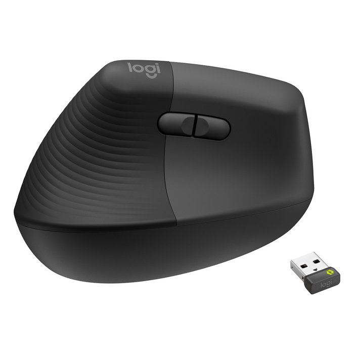Logitech Lift for Business Ratón Vertical Ergonómico para Zurdos, Grafito