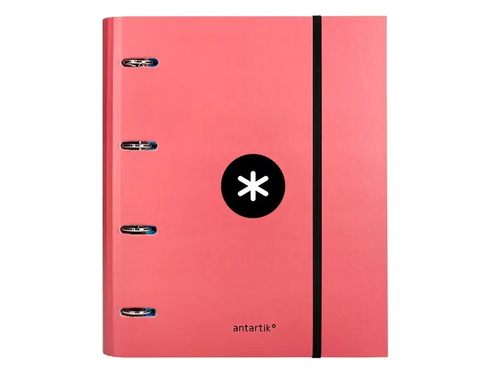 Antartik Carpeta con recambio A4, 4 anillas 40mm, con solapa, forrada, cuadro 5mm, color coral Antartik Carpeta con recambio A4, 4 anillas 40mm, con solapa, forrada, cuadro 5mm, color coral