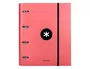 Antartik Carpeta con recambio A4, 4 anillas 40mm, con solapa, forrada, cuadro 5mm, color coral
