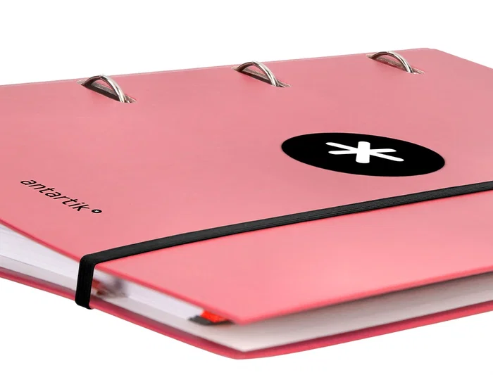 Antartik Carpeta con recambio A4, 4 anillas 40mm, con solapa, forrada, cuadro 5mm, color coral Antartik Carpeta con recambio A4, 4 anillas 40mm, con solapa, forrada, cuadro 5mm, color coral