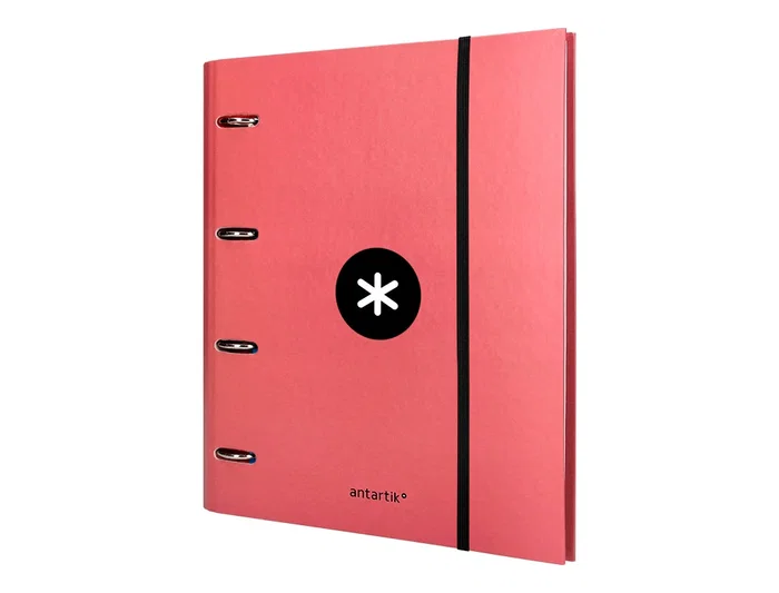 Antartik Carpeta con recambio A4, 4 anillas 40mm, con solapa, forrada, cuadro 5mm, color coral Antartik Carpeta con recambio A4, 4 anillas 40mm, con solapa, forrada, cuadro 5mm, color coral