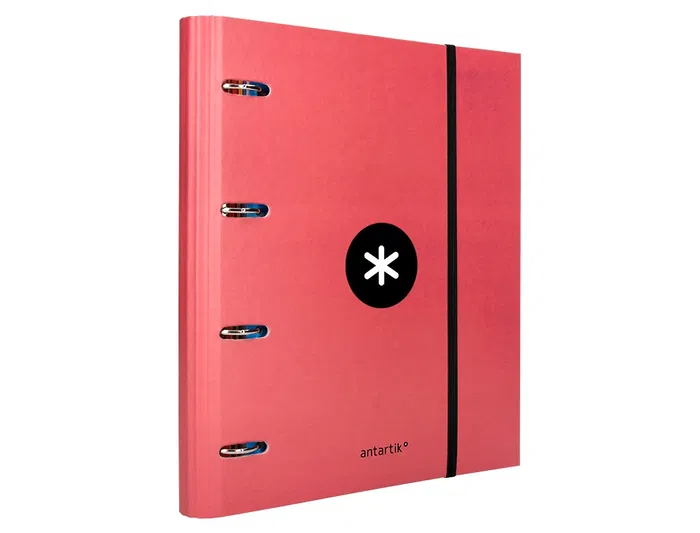 Antartik Carpeta con recambio A4, 4 anillas 40mm, con solapa, forrada, cuadro 5mm, color coral Antartik Carpeta con recambio A4, 4 anillas 40mm, con solapa, forrada, cuadro 5mm, color coral