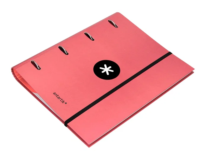 Antartik Carpeta con recambio A4, 4 anillas 40mm, con solapa, forrada, cuadro 5mm, color coral Antartik Carpeta con recambio A4, 4 anillas 40mm, con solapa, forrada, cuadro 5mm, color coral