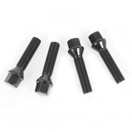 OMP Juego de 4 Tornillos Rueda OMPS09521401 - M14x1.25, Asiento Conico, Largo 28 mm, Llave 17, Color Negro, Material DIN 10.9