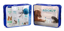 Calier Kit Champú Azul: Limpiador Auricular, Crema Cicatrizante, Protector Almohadillas y Champú 2en1 para Mascotas