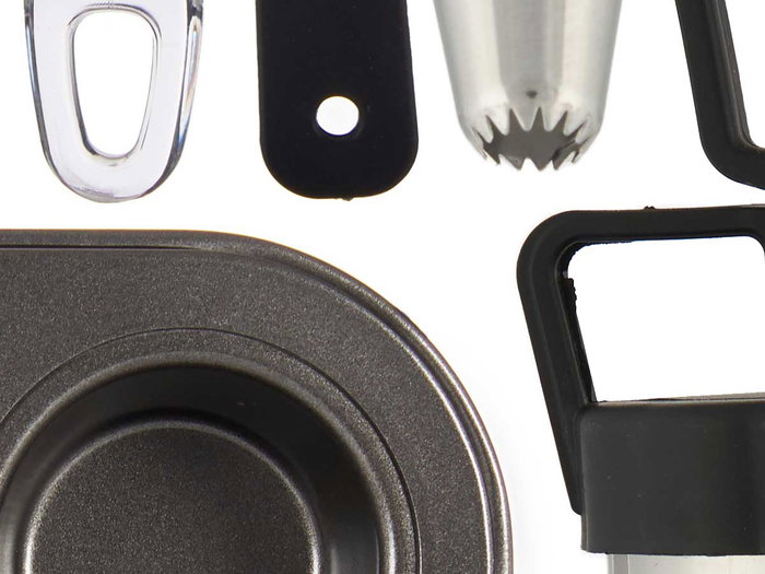 Kinvara Set Repostería Molde Manga Pastelera y Espátula, Negro, 5.5 x 22 x 31.5 cm (Set de 12)